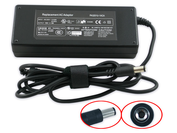 For Toshiba 15V 5A (75W) 6.3mm X 3.0mm Power Adapter
